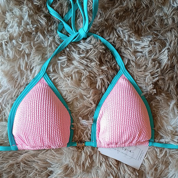 Top Basic Bronze com Bojo Removível - Rosa Pastel + Turquesa