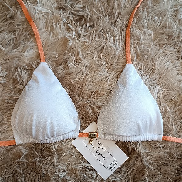 Top Cortininha com Bojo Removível - Oro Rosé + Branco - Glow