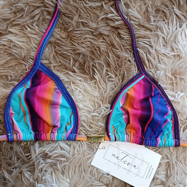 Top Micro - Listrado Tons Azuis