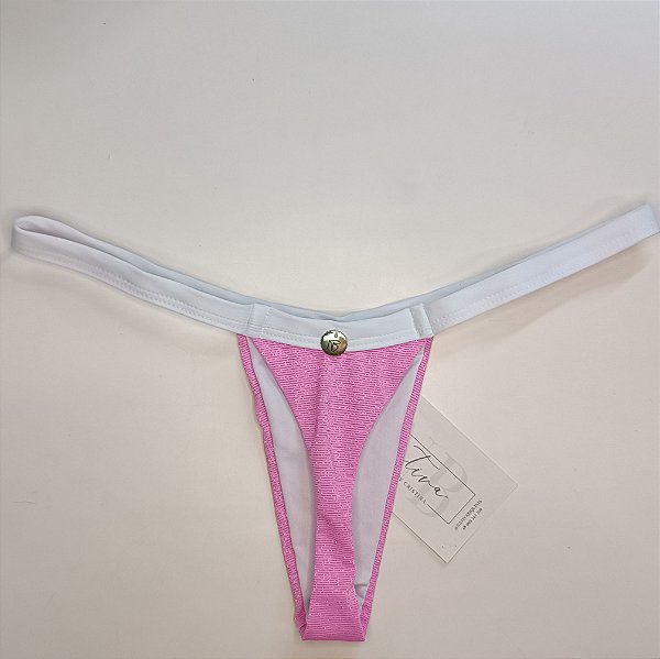 Calcinha Basic Bronze 1 - Shine - Rosa Chiclete + Branco Liso