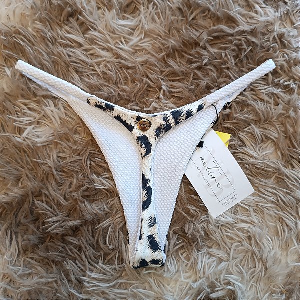Calcinha Duo 11 Fita - Oncinha off white + Branco carmel