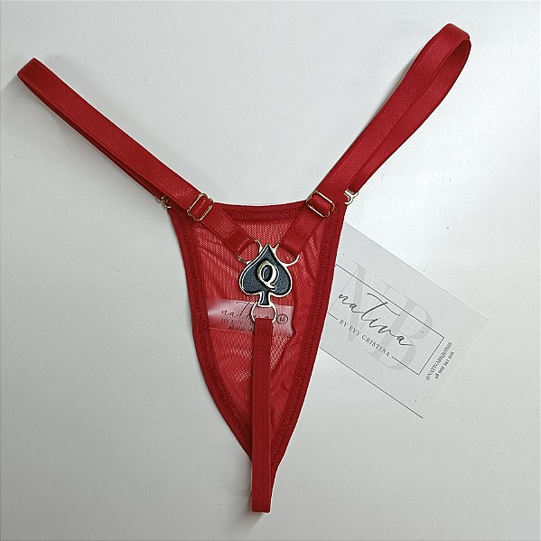 Lingerie Extreme Micro 3 - Regulagem - Tule Transparente Lurex Vermelho - Hot Wife
