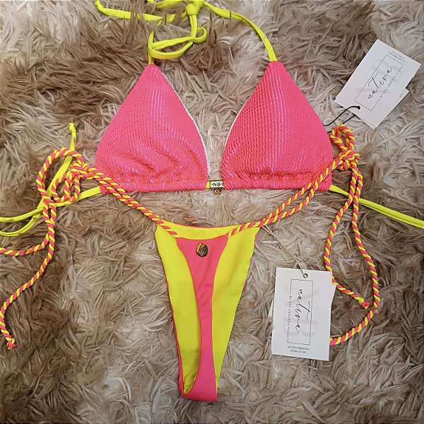 Conjunto top com bojo removível + calcinha Duo 6 - neon vibes ( tonalidade diferente)