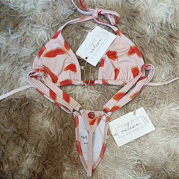 Conjunto - Top Micro + calcinha extreme 3 com regulagem - Melancia