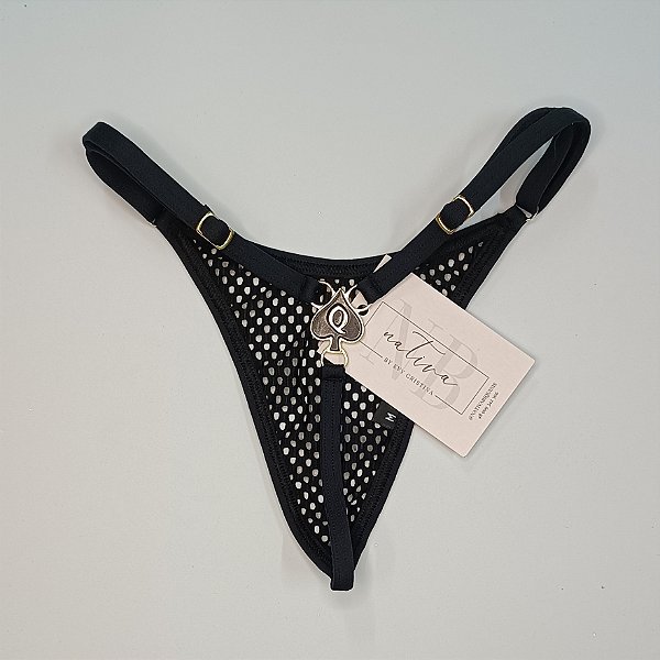 Calcinha Micro 4 Regulagem TRANSPARENTE - Arrastão Preto + Preto Liso - Hot Wife