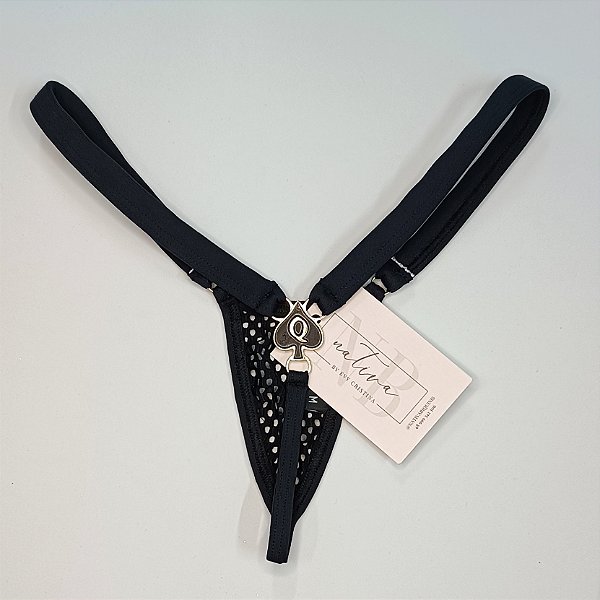 Calcinha Extreme Micro 3 Cós Fixo - Arrastão Preto + Preto Liso - Hot Wife