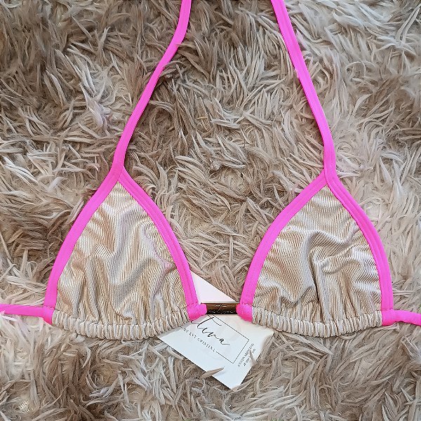 Top Micro - Champanhe + Rosa Barbie