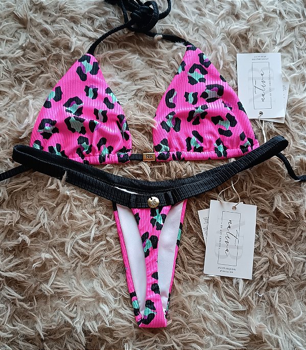 Conjunto - Top Basic com Bojo Removível+ Calcinha Bronze 6 - Pantanal Pink