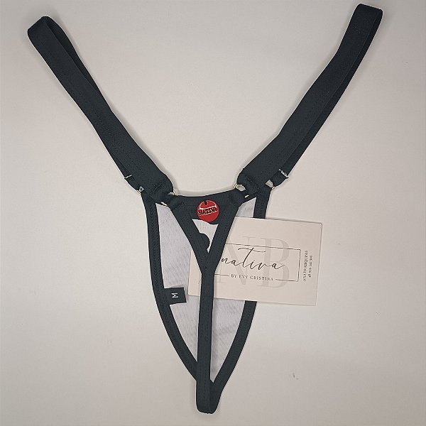 Calcinha Micro Extreme 3 Cós Fixo - Vaquinha + Preto Liso