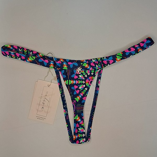 Calcinha Basic Bronze 1 Cós Fixo - Caleidoscópio Azul Petróleo
