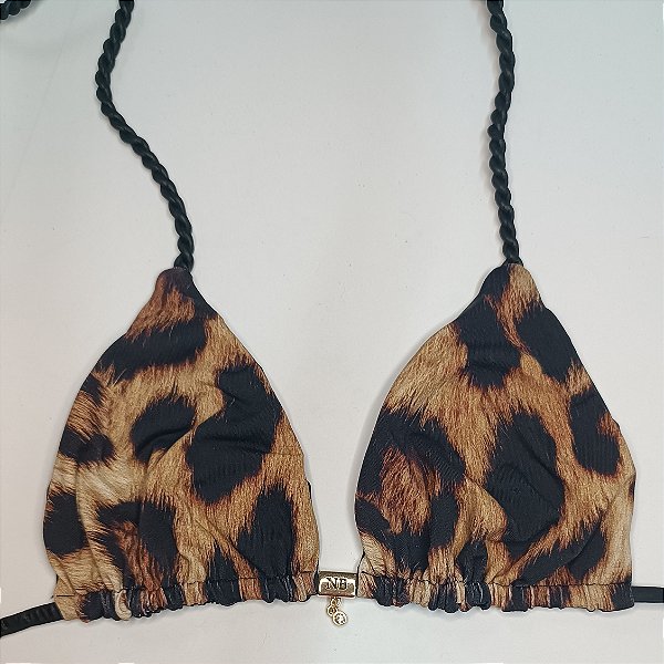 Top Duo Torcido Sem Bojo - Leopardo 2 + Preto Cirrê