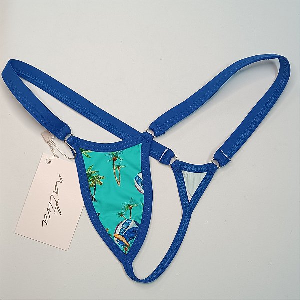 Calcinha Extreme 3 Cós Fixo - Aloha Turquesa + Azul Royal