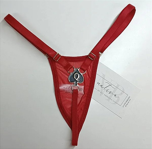 Lingerie Extreme 3 - Com Ajuste Lateral- Tule Transparente Lurex Vermelho - Hot Wife