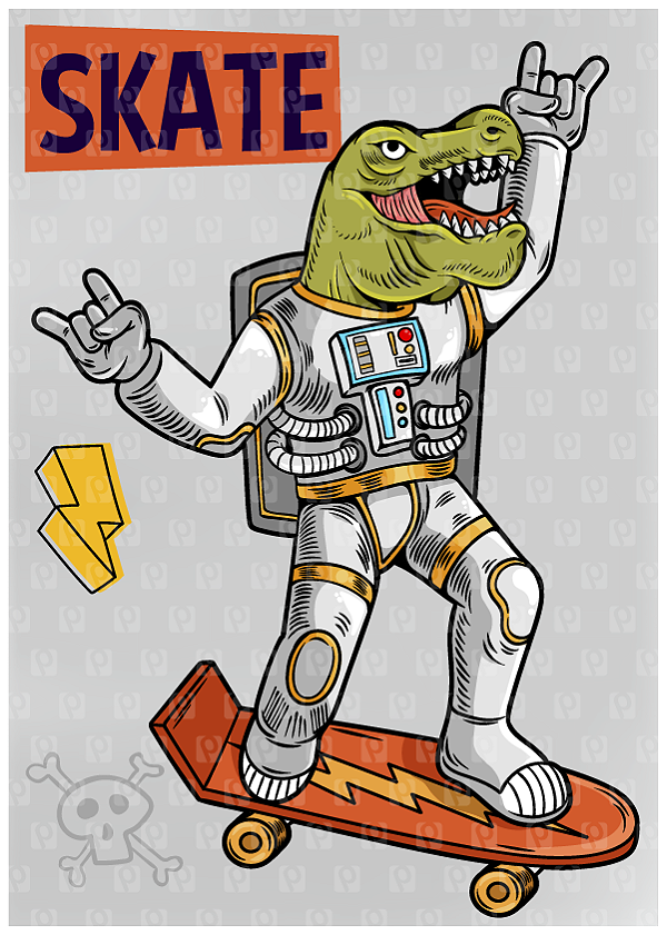 Estampas Prontas DTF - Dino Astronauta