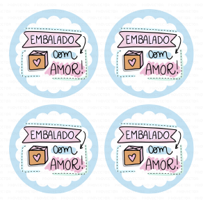 Adesivo Embalagem Mini 3x3 cm  - Embalado com Amor