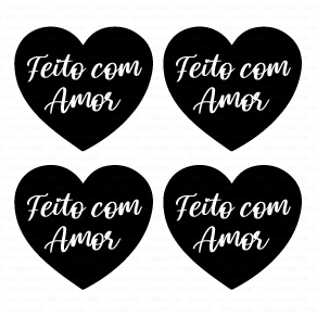 Adesivo Embalagem Mini 3x2,8 cm  - Coração Preto
