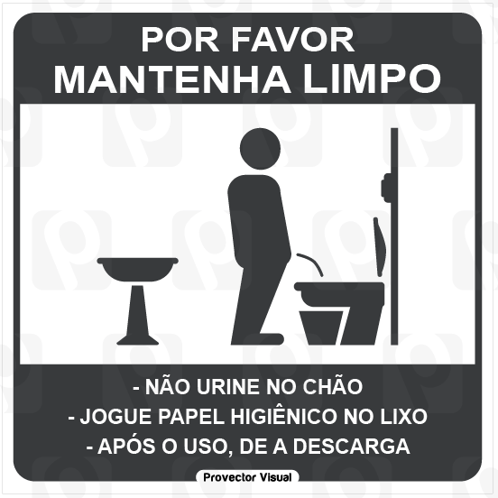 Placa Aviso Banheiro Limpo 14x14 cm