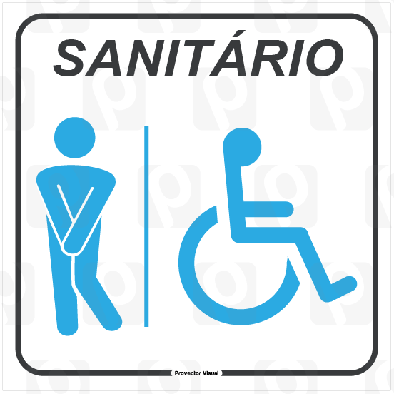 Placa Banheiro Masculino / Acessível Azul 14x14 cm