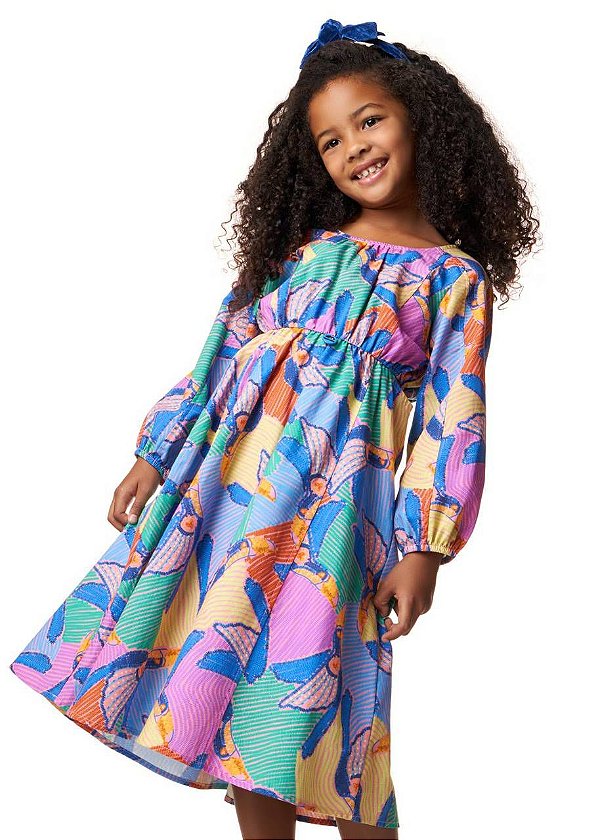 Vestido Midi Revoada Manga Longa Kids