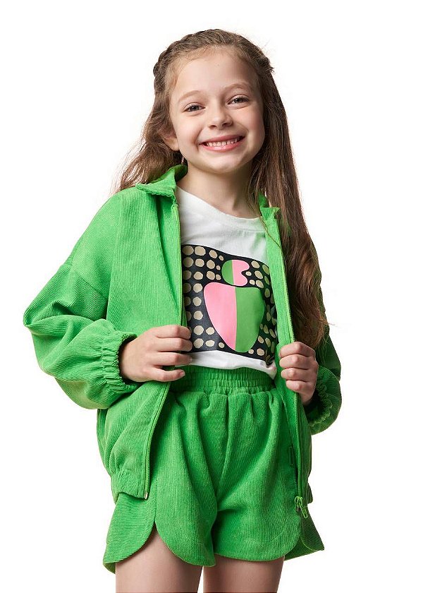 Conjunto Shorts E Jaqueta Canelado Abacate Kids