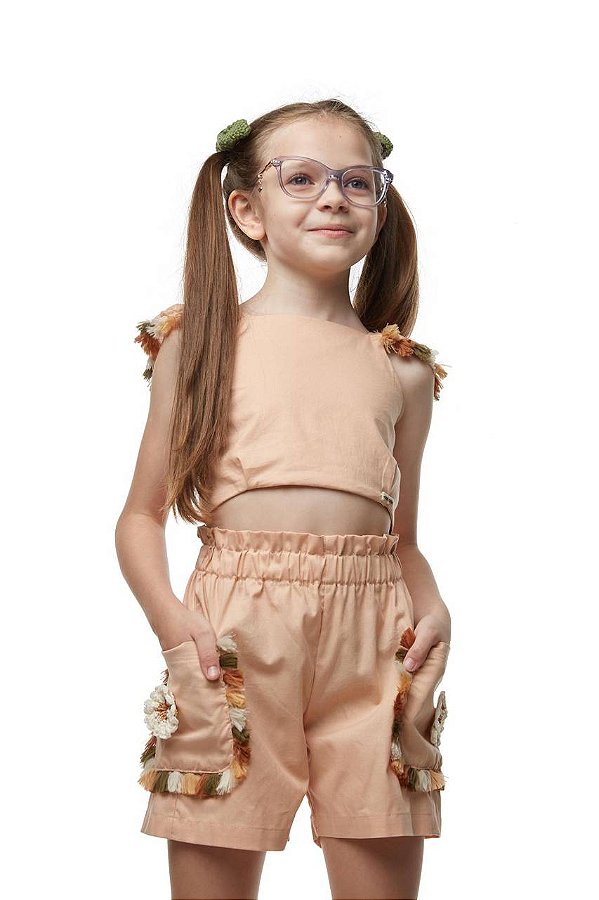 Conjunto Top E Shorts Doce De Leite