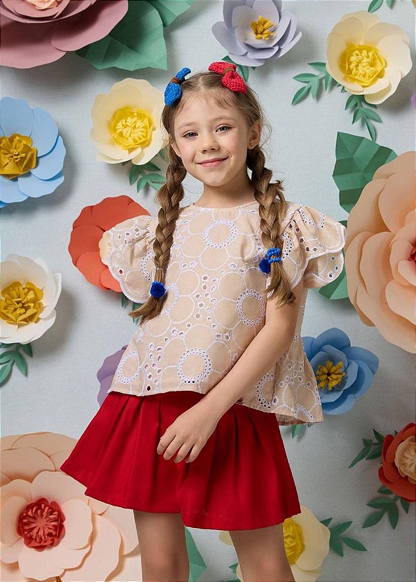 Conjunto Bata Trigo Com Shorts Saia