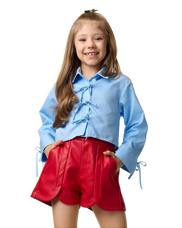 Shorts Couro Ecológico Vermelho