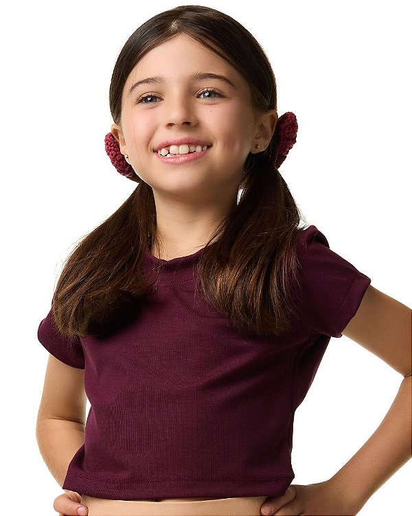 Cropped Malha Canelada M/c Kids