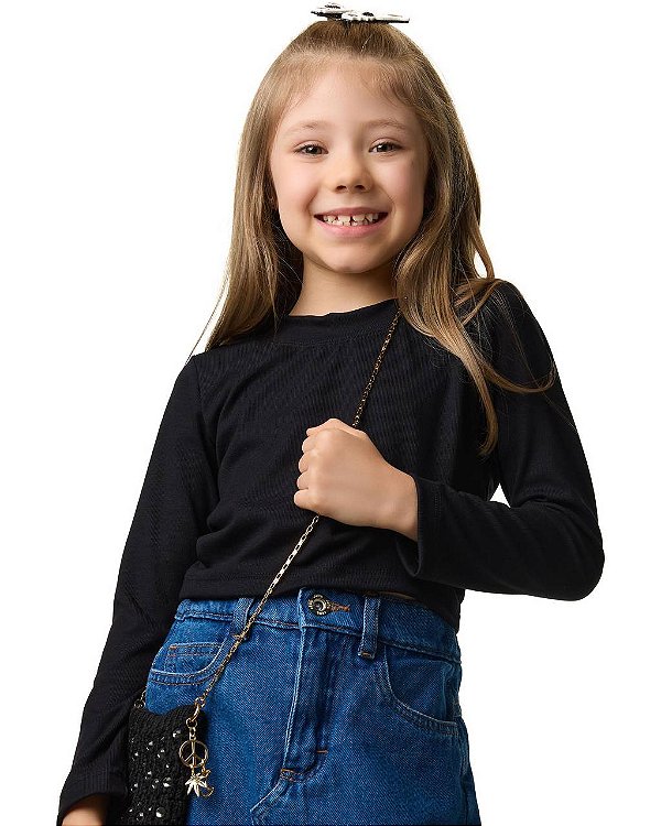 Cropped Malha Canelada M/l Kids