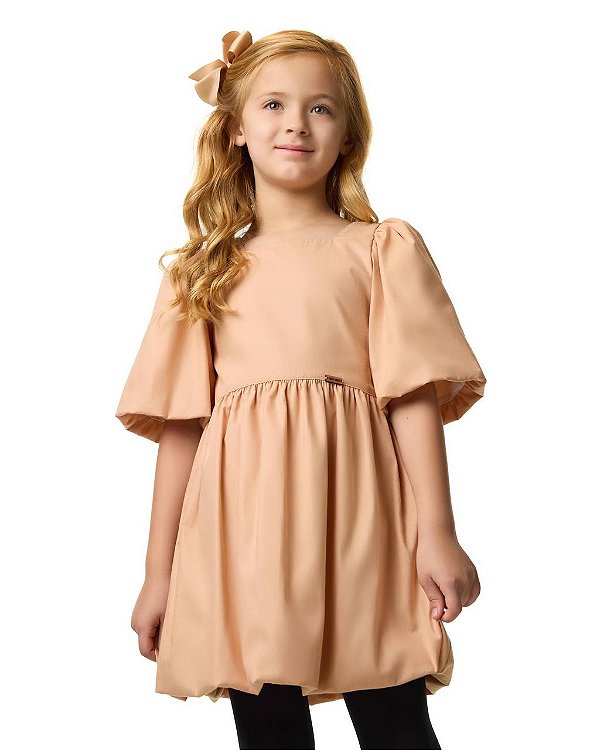 Vestido Bubble Midi Rosa Pó
