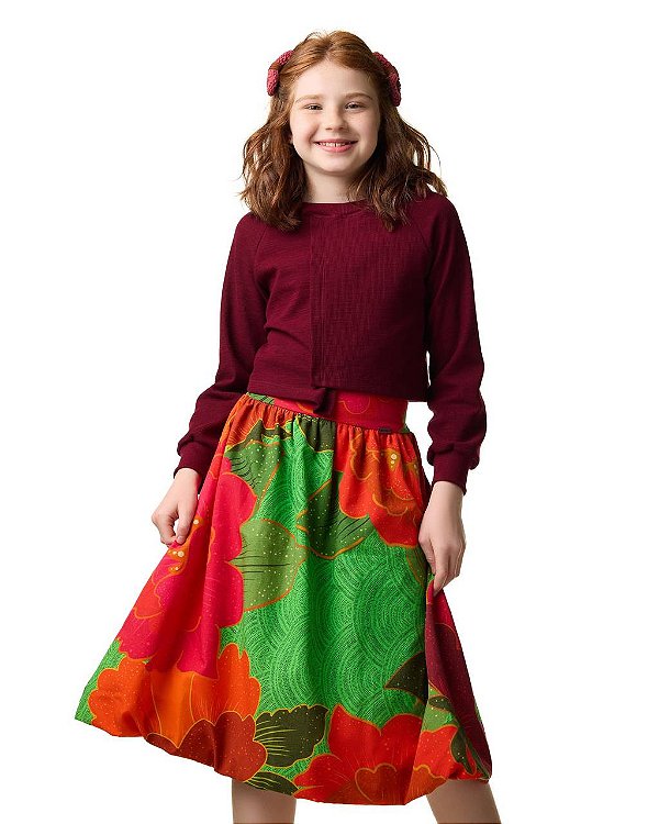 Saia Midi Bubble Maxi Flores