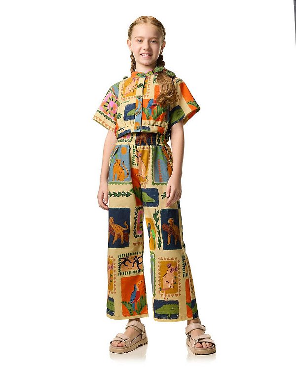 Conjunto Calça E Cropped Bichos