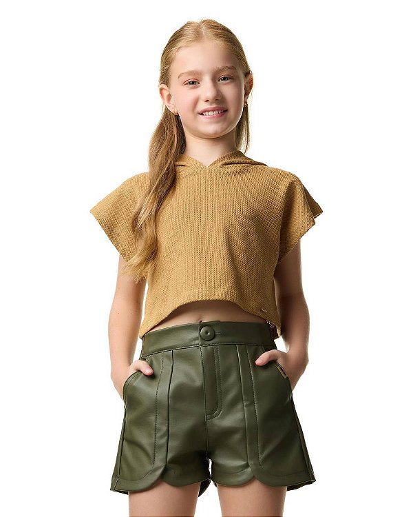 Shorts Couro Ecológico Oliva