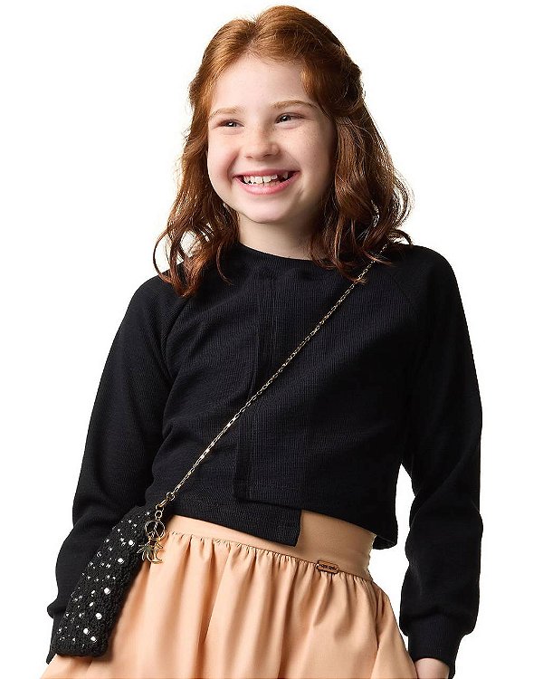 Blusa Cropped Malha Texturizada Teen