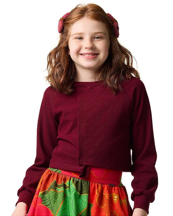 Blusa Cropped Malha Texturizada Kids