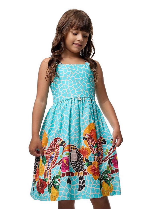 Vestido Mosaico Tropical Alças