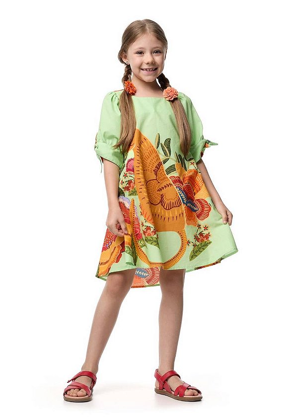 Vestido Curto Mangas Dona Onça Teen