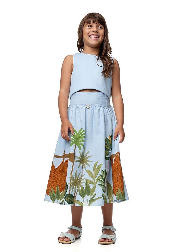 Conjunto Saia E Top Preguiça Kids