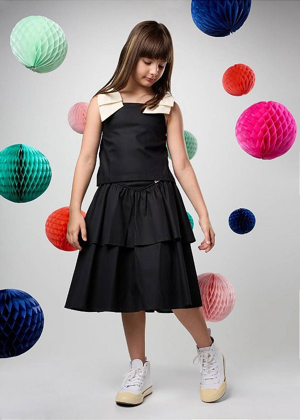 Conjunto Saia E Blusa Laços