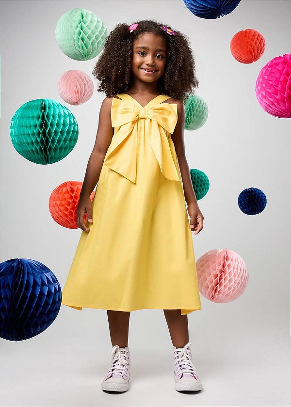 Vestido Laço Amarelo Kids