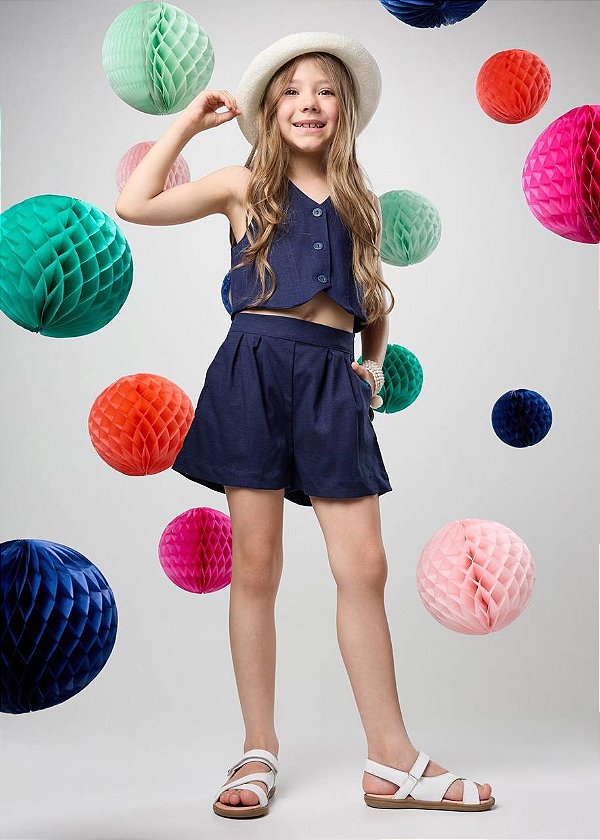Conjunto Alfaiataria Shorts E Colete Kids