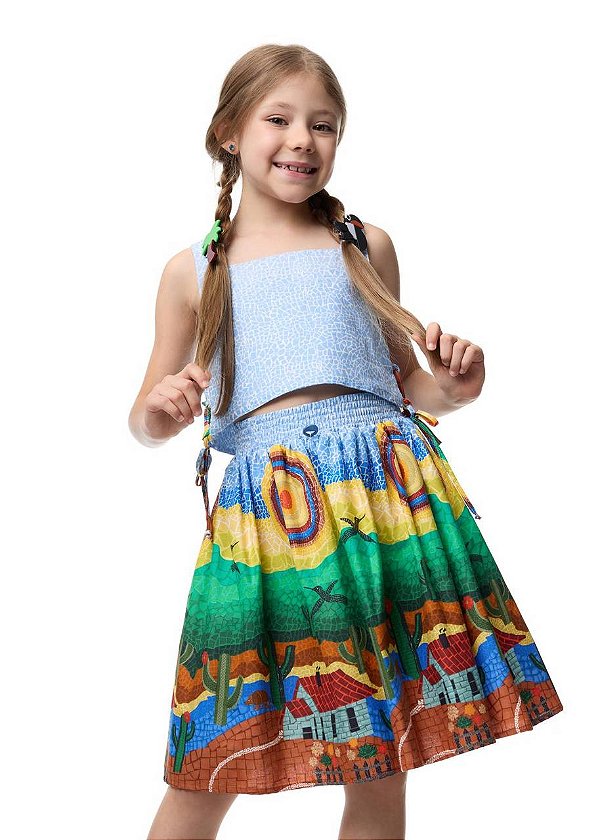 Conjunto Saia E Top Mosaico Sertão Kids