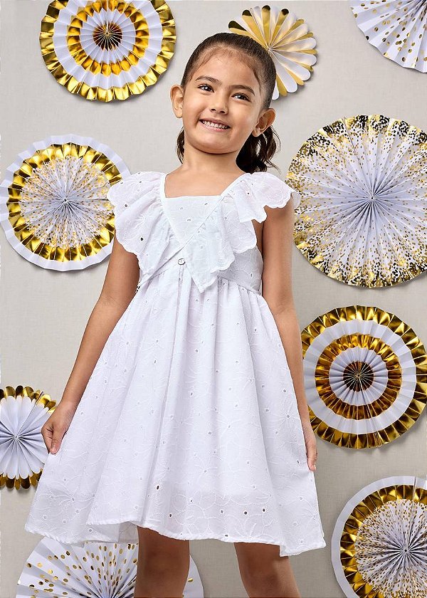 Vestido Branco Margaridas Kids