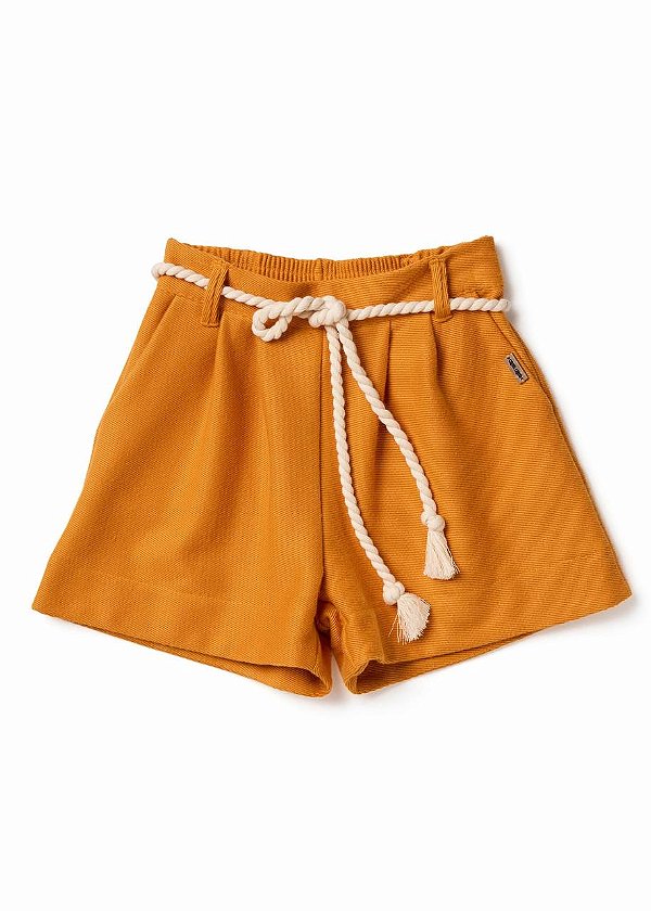 Shorts Malha Encorpada Com Cinto Cordão Kids