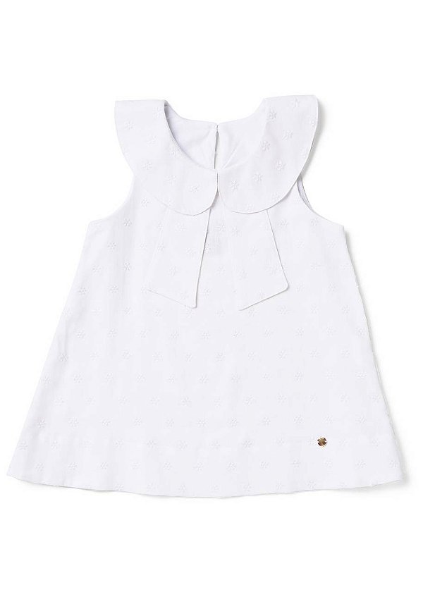 Vestido Bordado Flores Branco