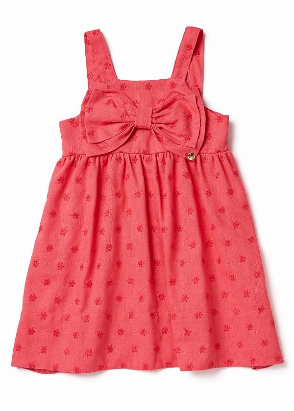 Vestido Bordado Flores Vermelho