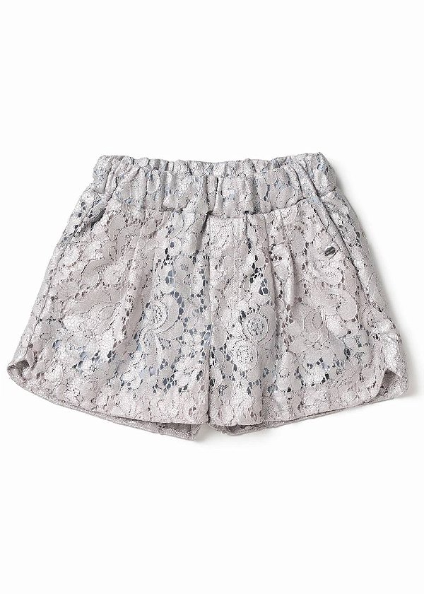 Shorts Couro Rendado Teen