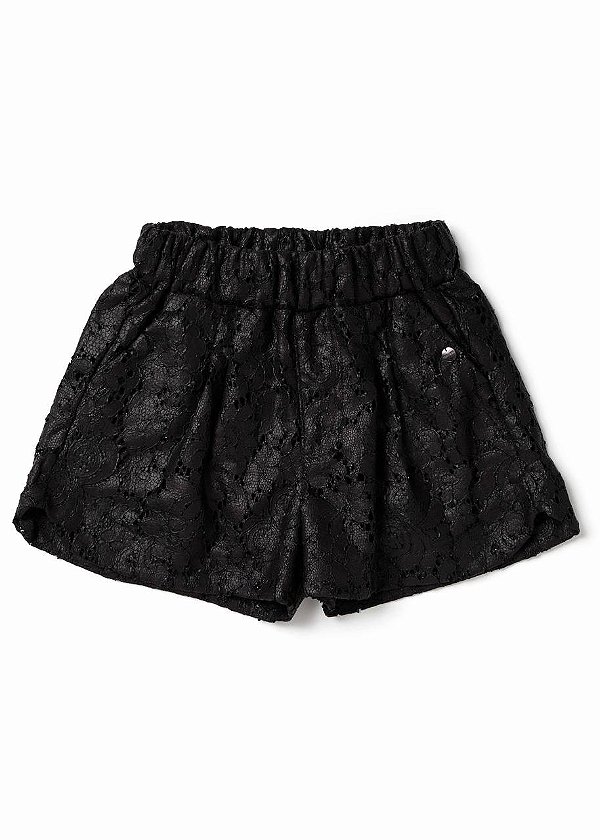 Shorts Couro Rendado Teen