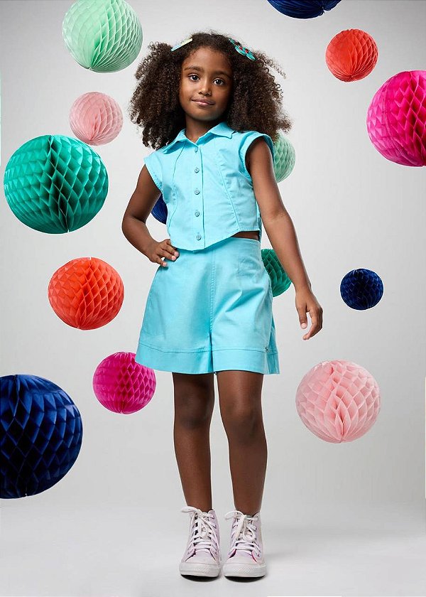 Conjunto Shorts E Camisa Cropped