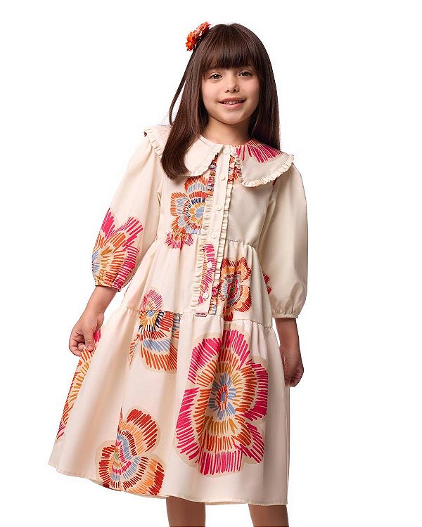 Vestido Floral Canetinhas M/l